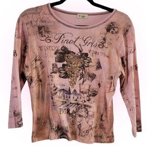 Y2K PINOT GRIS MCBLING SPARKLY WINERY BLOUSE TOP EUC M